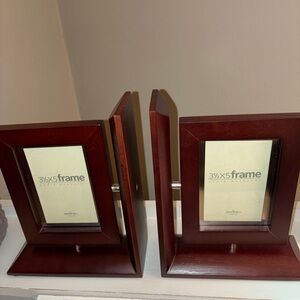 Wooden Photo Frame book end Set - Cherry Wood 3”x5”